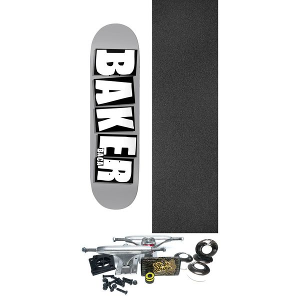 Baker Skateboards Sammy Baca Brand Name Grey Dip Skateboard Deck - 8.5" x 32" - Complete Skateboard Bundle